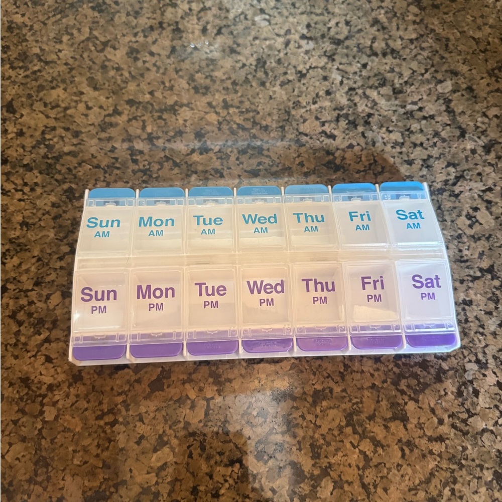 Barely Used Weekly AM/PM Pill Organizer - Blue & Purple